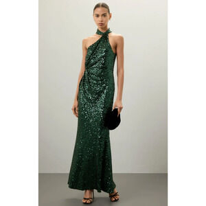 Badgley Mischka | Dresses | Badgley Mischka Green Floral Maxi Gown Chiffon  Dress | Poshmark